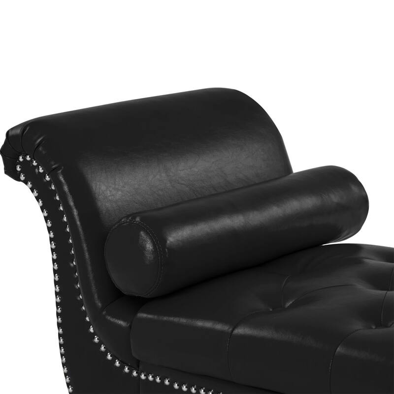 Armed Ottoman Bench PU Leather Bench Button Tufted Sofa Stool Bench Footrest Stoolfor Entryway, Living Room and Window