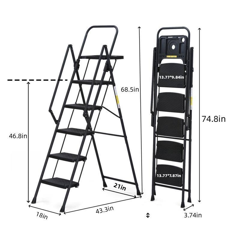 Anmytek Heavy Duty 5 Step Folding Step Ladder with Built In Tool Tray Non Slip Steps 330 Pound Capacity for Home Improvement