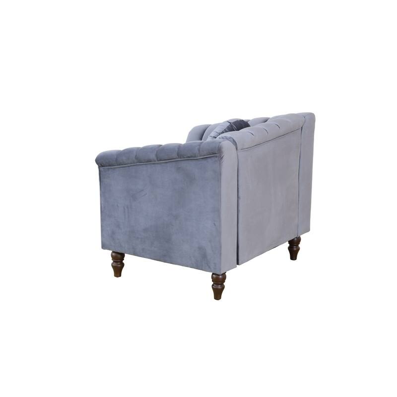 Modern Upholstered Single Sofa with Ergonomic Back & Solid Wood Legs