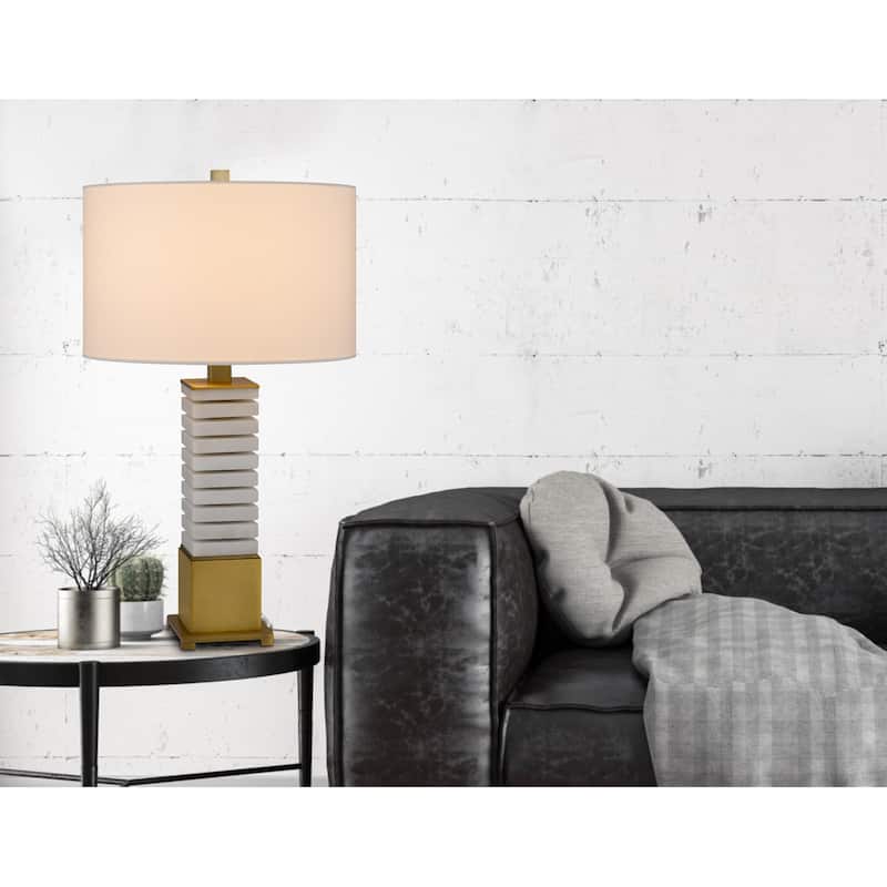 Cranbourne 28.25" Height Antique Brass/Marble Metal Table Lamp - One Size