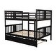 preview thumbnail 17 of 35, Elegant Full over Full Bunk Bed Wooden Kids Bed with Twin Size Trundle,Ladder,Guardrails for Bedroom