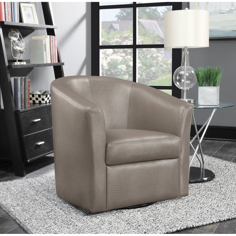 Faux Leather Upholstered Swivel Accent Chair, Champagne