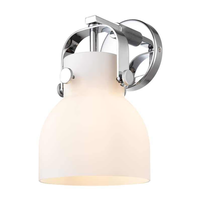 Innovations Lighting 423-1W-10-7 Pilaster II Bell Sconce Pilaster II - Polished Chrome / Matte White