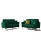preview thumbnail 45 of 51, 2 Piece Living Room Sofa Set, Velvet Upholstered, Solid Manufactured Frame, Reversible Cushions, Metal Feet, Flared Armrests