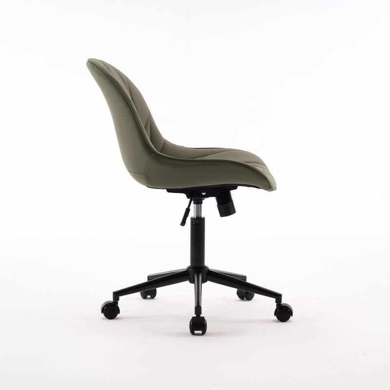 Armless Swivel Office Chair, Faux Leather Task Chairs with Wheels
