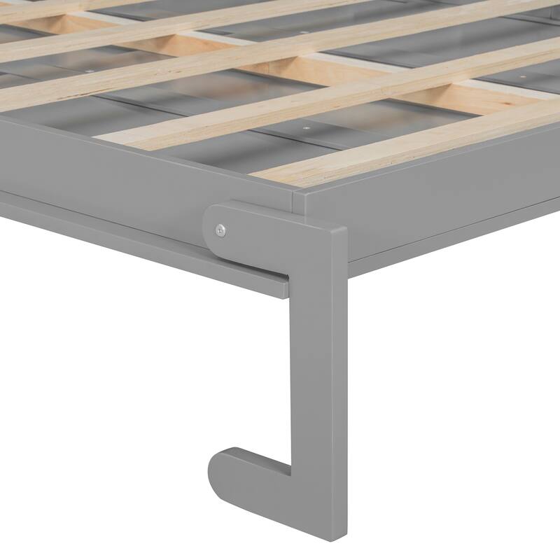 Queen Size Murphy Bed Wood Wall Bed Folding Bed with Storage Shelves