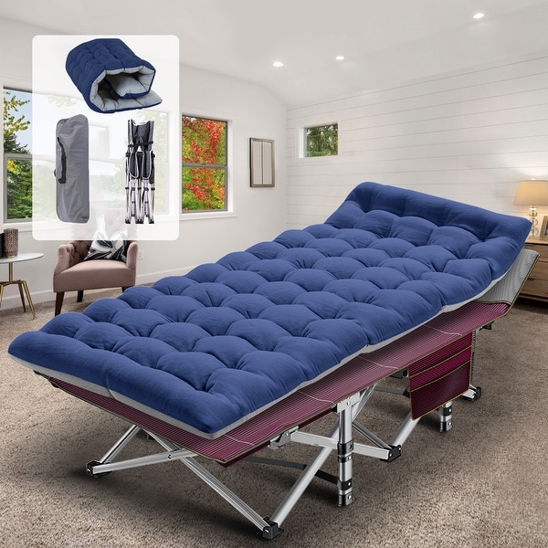 DoCred Folding Camping Cot W Mat for Adults Travel Bed with Carry Bag