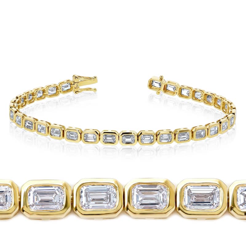 Kobelli 7 Carat Lab Grown Diamond Solid 14k Gold Emerald-cut Tennis Eternity Brielle Bracelet