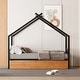 preview thumbnail 2 of 7, Twin Size Metal House Bed with Two Drawers