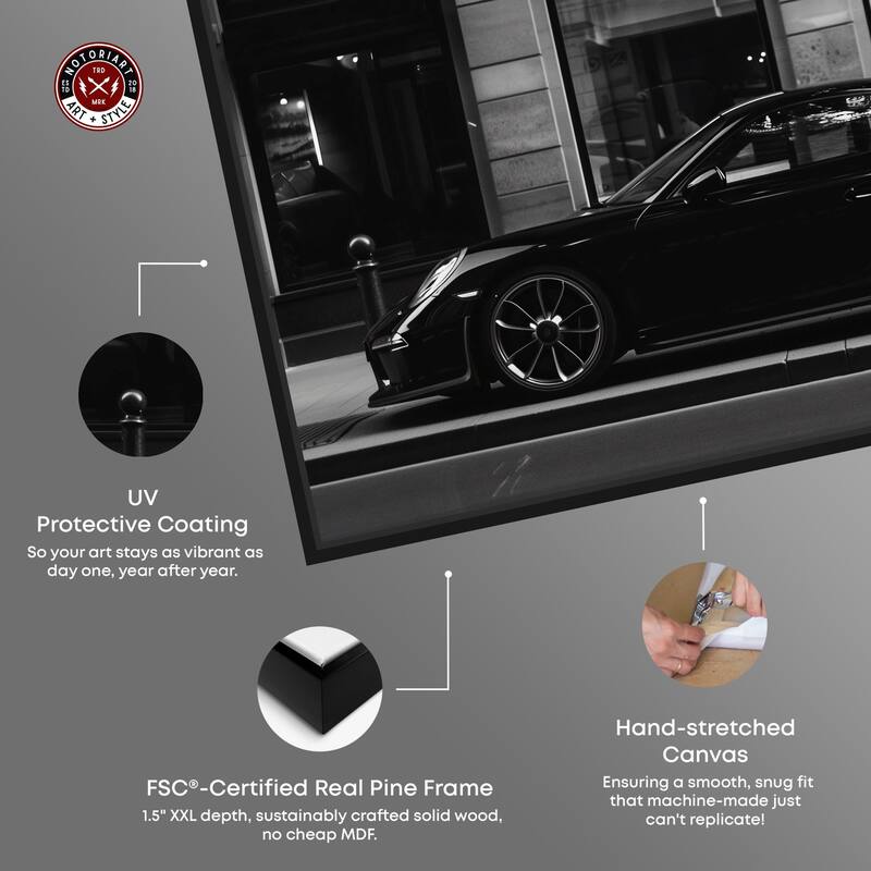 Notoriart City Streets Car Framed Car 1 Piece Canvas Wall Art