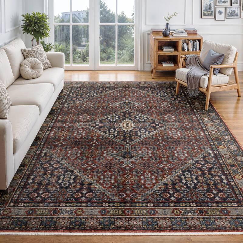 Esme Vintage Medallion Red/ Multi Area Rug - 7' 10" x 10' 10" - Rectangle