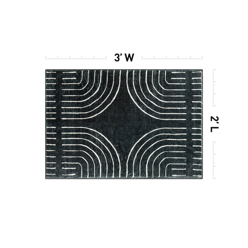 World Rug Gallery Bohemian Lines Washable Non Slip Area Rugs