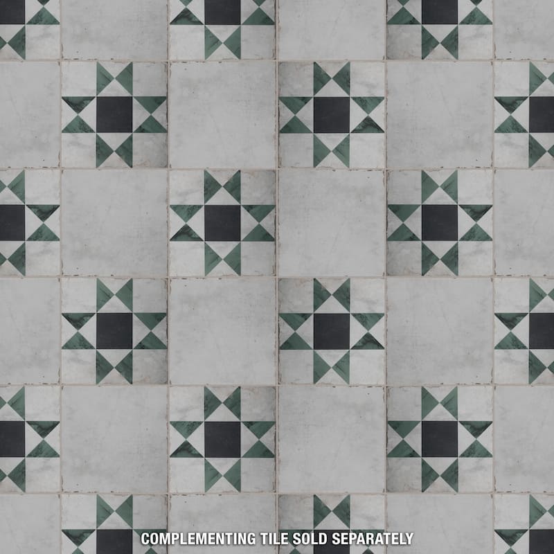 Merola Tile Renaissance Deco Emerald Cross 7-7/8" x 7-7/8" Porcelain Floor and Wall Tile