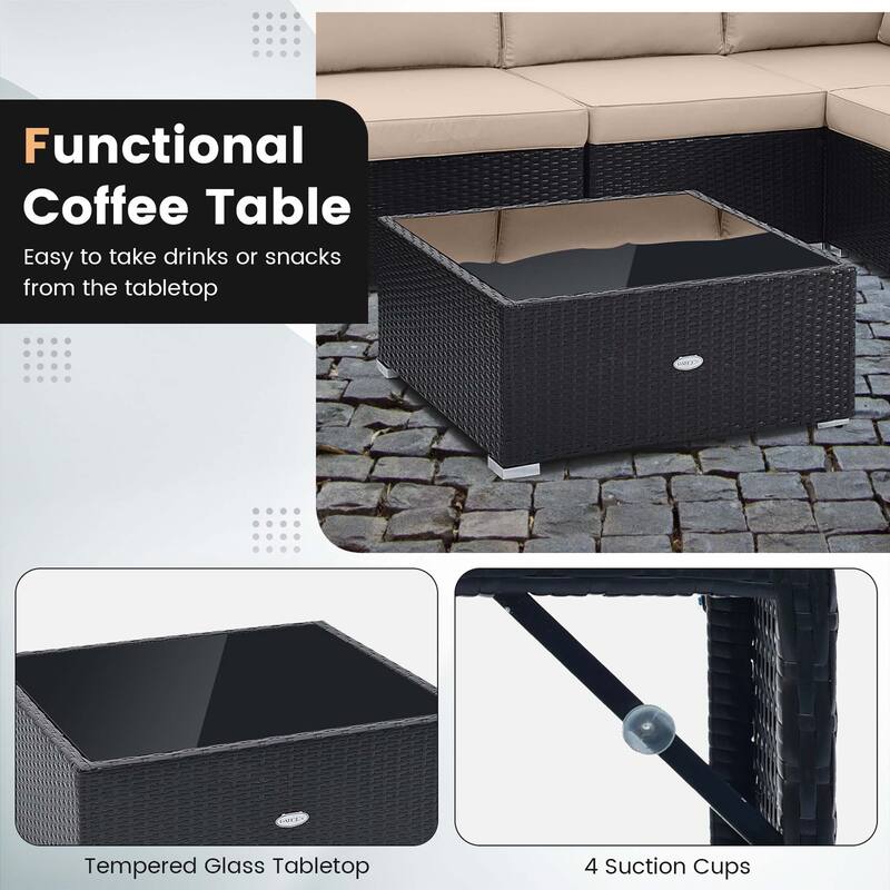 Costway 10 PCS Patio Rattan Furniture Set Outdoor Wicker Sofa Table - See Details