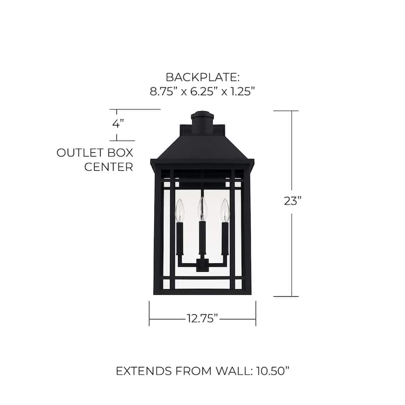 Braden 3-light Black Outdoor Wall Lantern