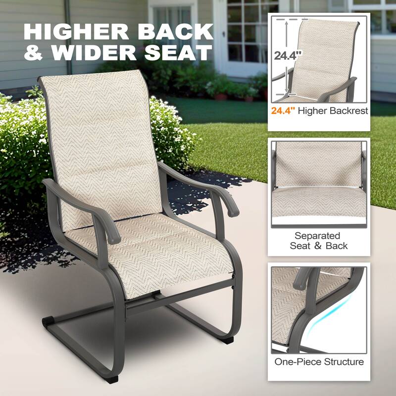 Outdoor Patio Dining Chairs, Breathable Textilene, Iron Frame