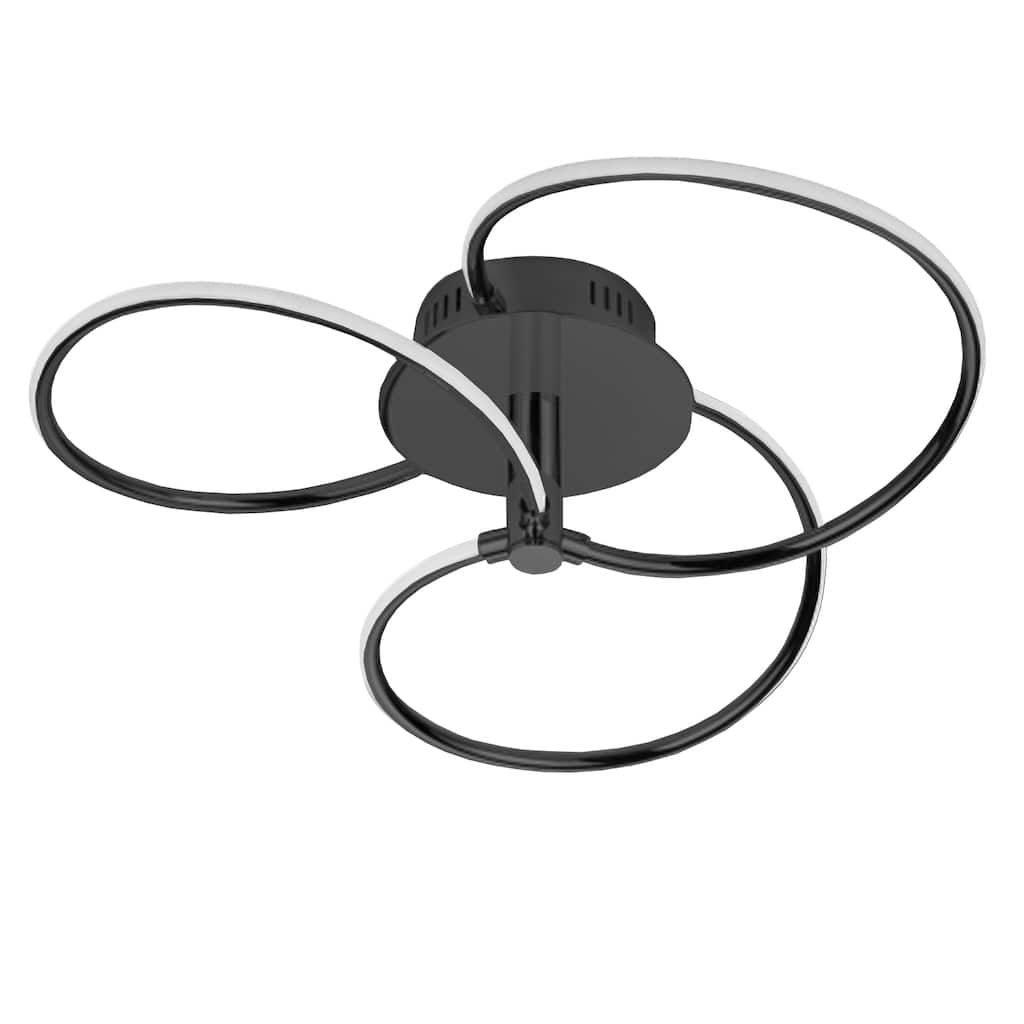 Semi-Flush Mount Ceiling Light - Matte Black Finish, Dimmable LED Ceiling Fixture - 5