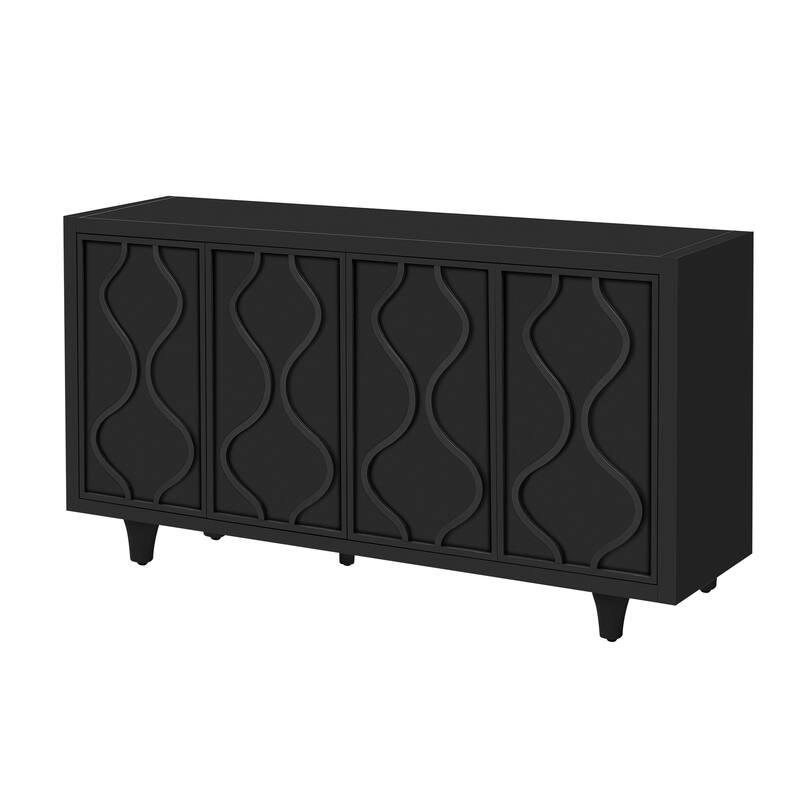 Stylish Storage Cabinet Sideboard Wooden Cabinet with Embossed Curved Doors,Suitable for Living Rooms, Entrance and Study Rooms