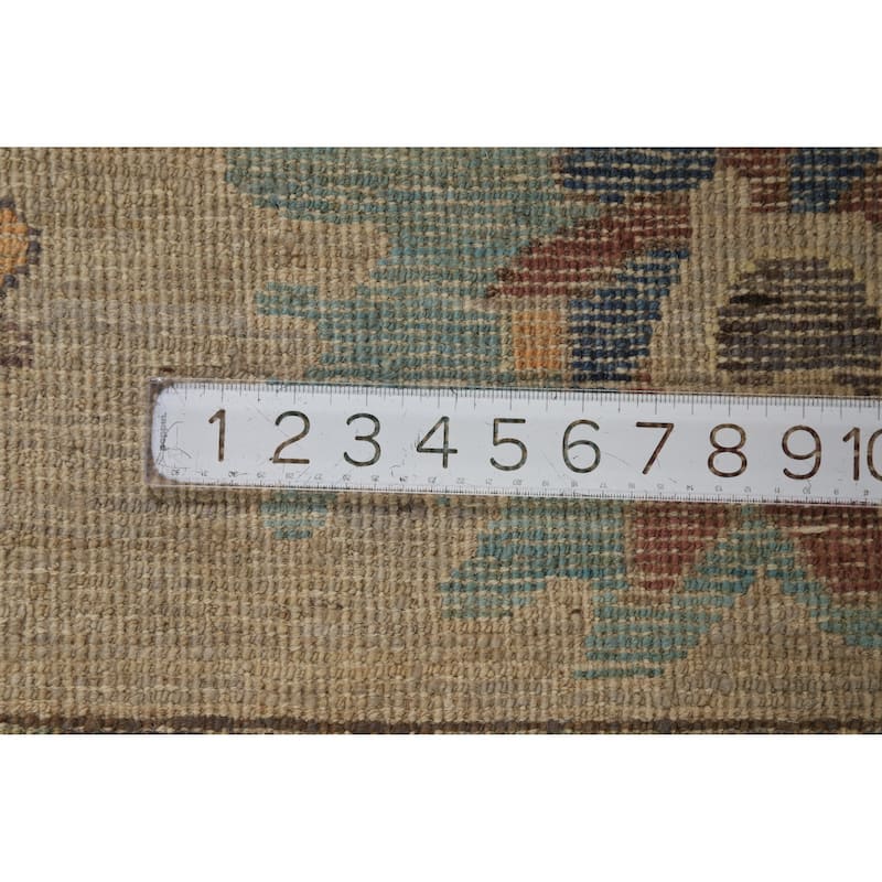 Hand Knotted Oriental 100% Wool Carpet Transitional All-Over Beige & Ivories Oushak Area Rug - 10' 2'' X 7' 11''