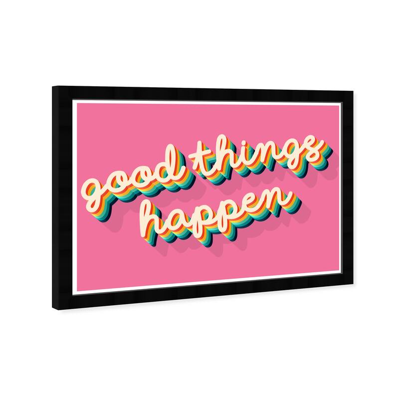Wynwood Studio Prints Typography and Quotes Good Things Pink Pink and Dark Pink Modern & Contemporary Wall Art Canvas Print