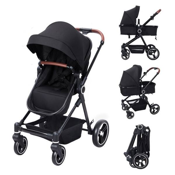 slide 2 of 27, Convertible Baby Stroller for Toddler 1-3 Black