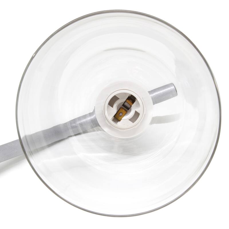 Angled Desk Lamp with Clear Ribbed Glass Shade - 15.75" - Silver