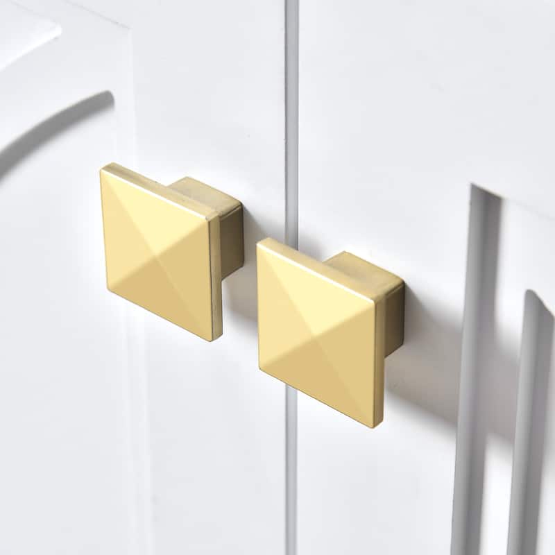 Modern Bathroom Vanity Floor Cabinet with Pull-out Rack, Soft Closing Textured Doors and Exquisite Gold Square Metal Handles