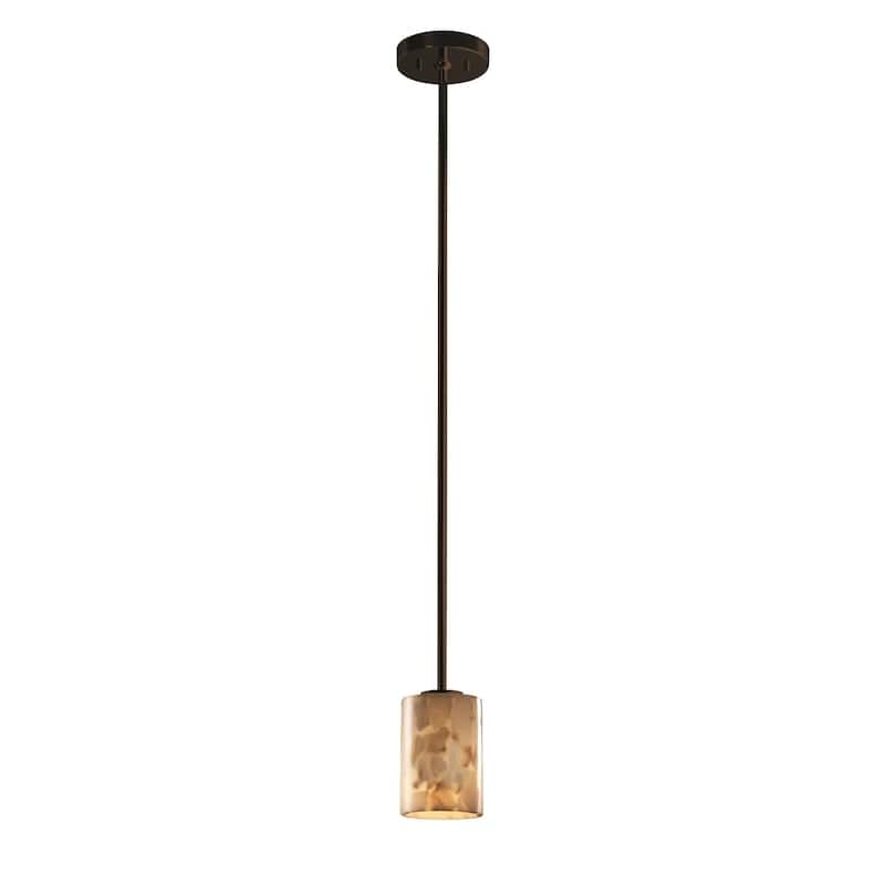 Justice Design Alabaster Rocks 1-light Dark Bronze Mini Pendant, Rigit Stem Kit - Dark Bronze, Off-White