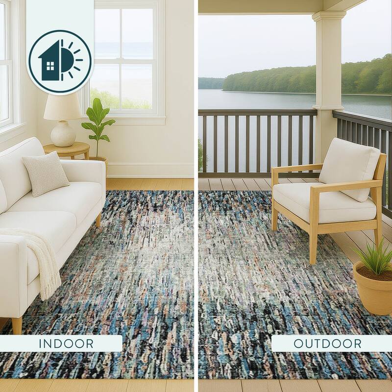 Machine Washable Indoor/ Outdoor Abstract Moxy Chantille Rug