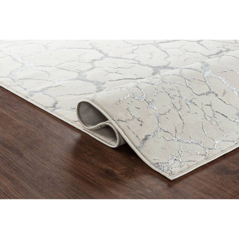 Maz Collection Beige/Gray Contemporary Area Rug