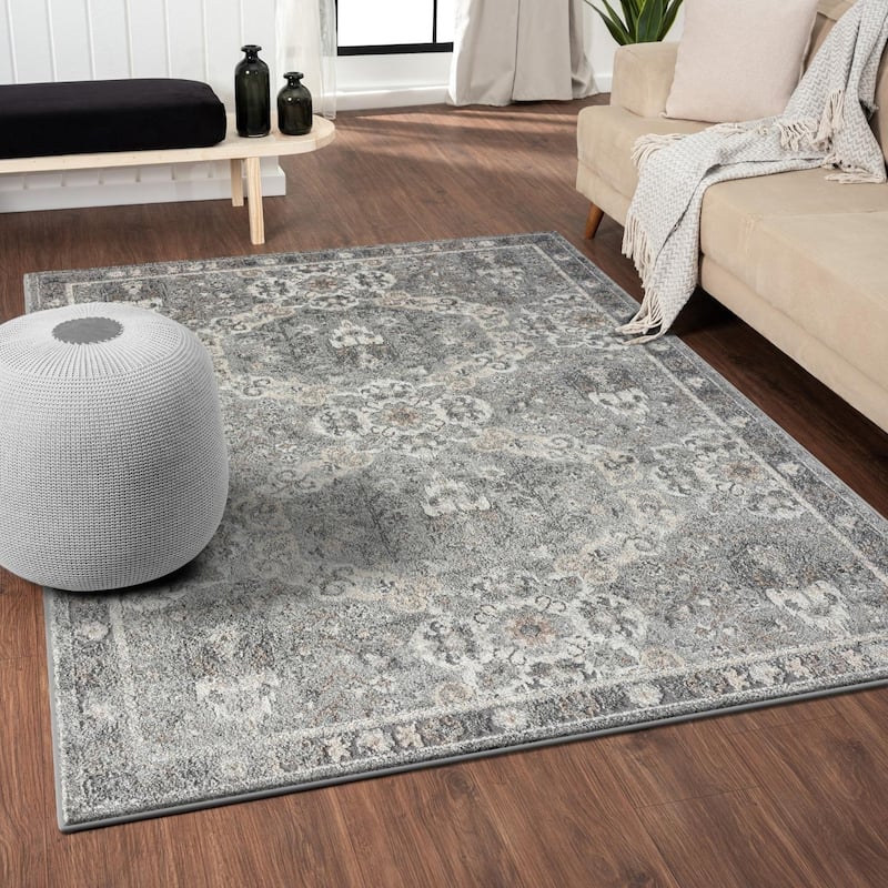 Luxe Weavers Vintage Medallion Area Rug - 5' x 7' - Gray