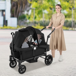 seater kids push buggy Seater Kids Push Buggy Collapsible 2-Seater Kids Wagon Stroller With  Adjustable Handles