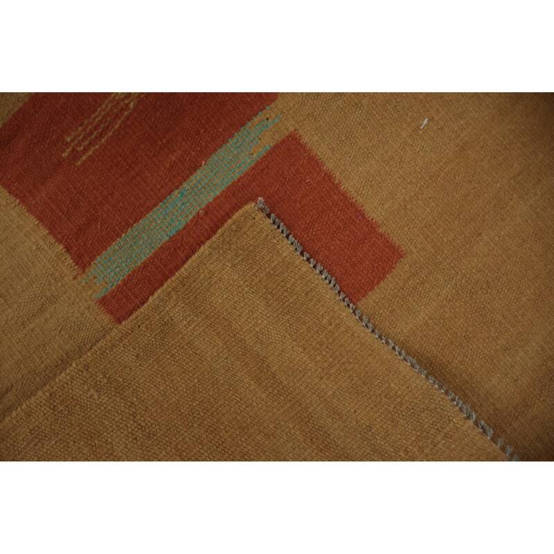 Hand Woven Oriental 100% Wool Carpet Southwestern Modern Multi-Colored Kilim Area Rug - 9' 10'' X 4' 10''