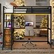 preview thumbnail 49 of 61, Multifunctionl LED Design Twin Size Loft Bed with Desk and Shelve, 2 USB Port