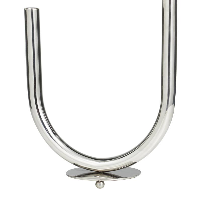 Stainless Steel Metal Abstract U-Shaped Candelabra - Silver - Roche River Decor