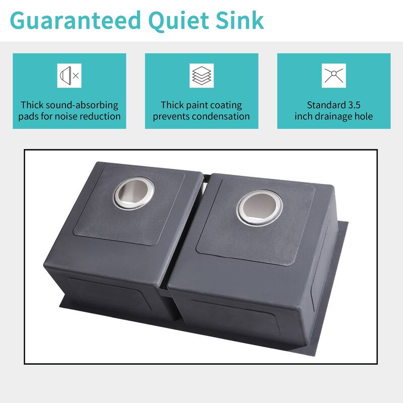 Double Bowl Undermount Stainless Steel Kitchen Sink with Faucet