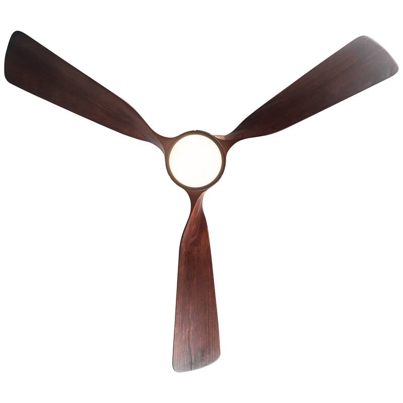 YUHAO SylvanAir Modern 52 in. Flush Mount Outdoor/Indoor Ceiling Fan with 3 Solid Wood Blades and DC Reversible Motor