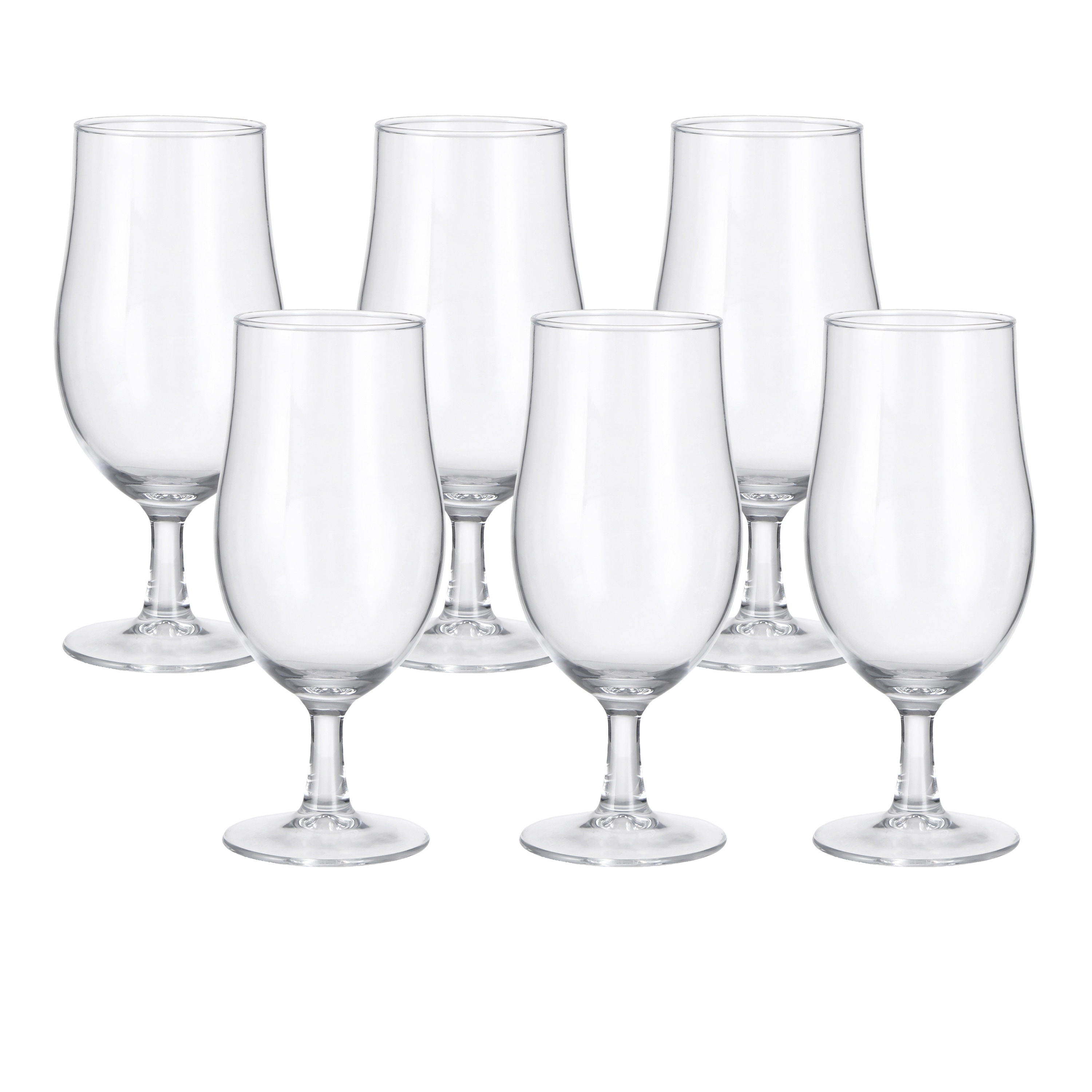 Lorren Home Trends Crystal Beer Glasses Set, Clear Glass, 20 Ounce Capacity, Stemmed Design, 6 Piece Set