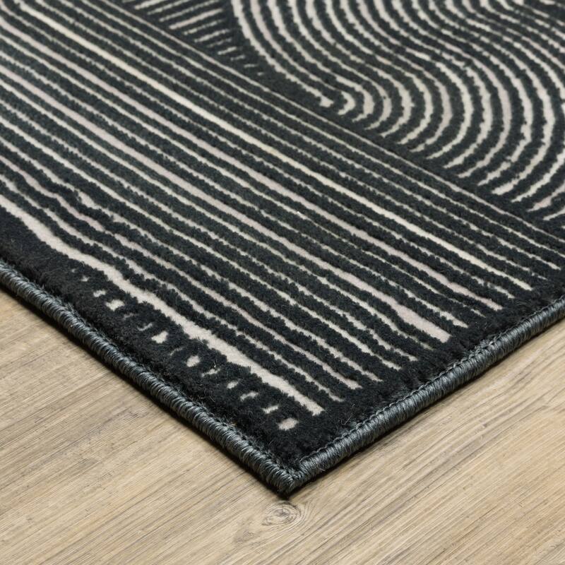 Valencia Modern Geometric Midnight Blue Area Rug