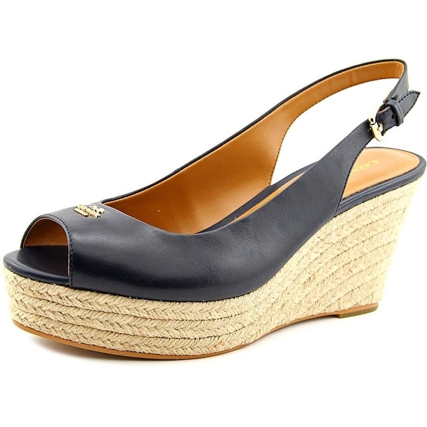 Coach Womens Ferry Semi Matte Calf Leather Peep Toe Casual Platform Sandals