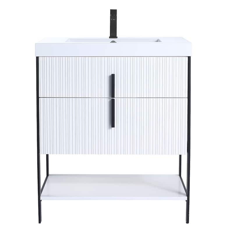 Fine Fixtures Serenity Modern Bathroom Vanity with White Gel Acrylic Top