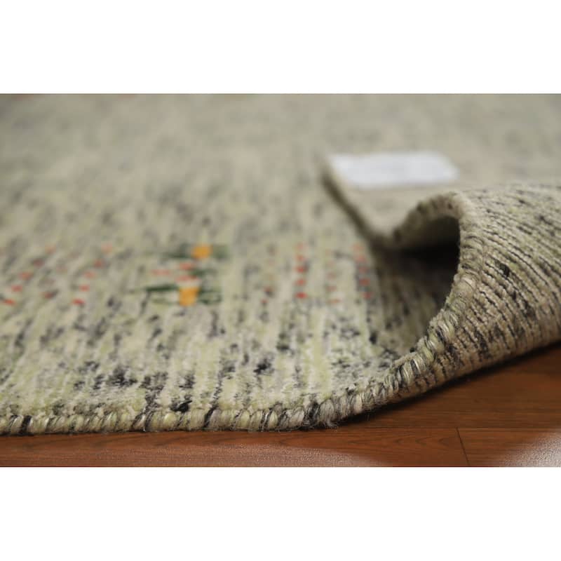 Hand Knotted Oriental 100% Wool Carpet Tribal Animal Pictorial Green Gabbeh Area Rug - 7' 7'' X 5' 3''
