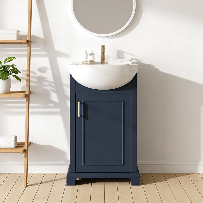 30" Bathroom Storage Cabinet with Ceramic Sink, 2 Large Soft Closing Doors with Organizer, 1 Hided Drawer and Adjustable Shelf