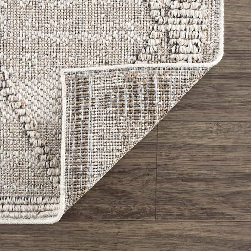 Hauteloom Butch Living Room, Bedroom Patio Outdoor Area Rug - Farmhouse - Taupe,Beige - 2' x 3'