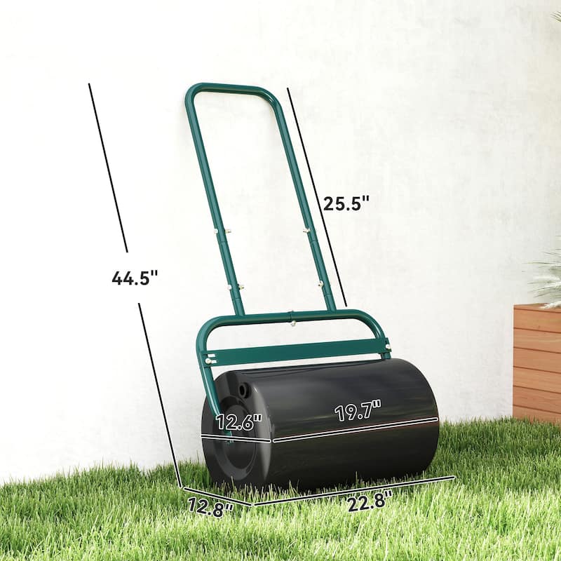 Outsunny 136.5 lbs Combo Push/Tow Lawn Roller Filled with 10 Gallons Sand or Water for the Garden, Φ12.5" x 19.75"