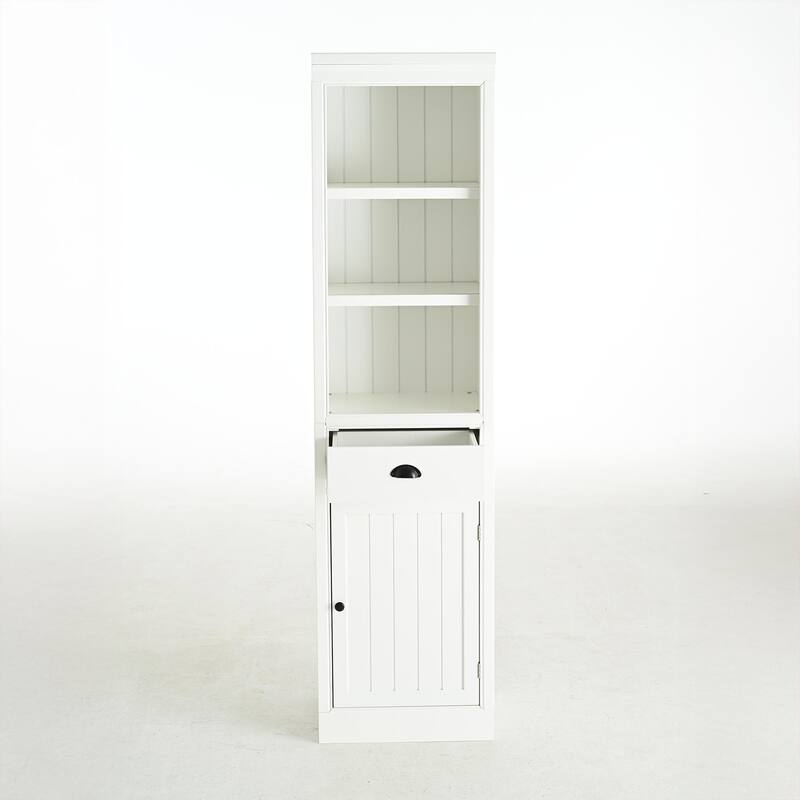75" Wood Display Shelf with Drawer, Freestanding Book Display Cabinet Curio Storage Cabinet for Living Room, Office