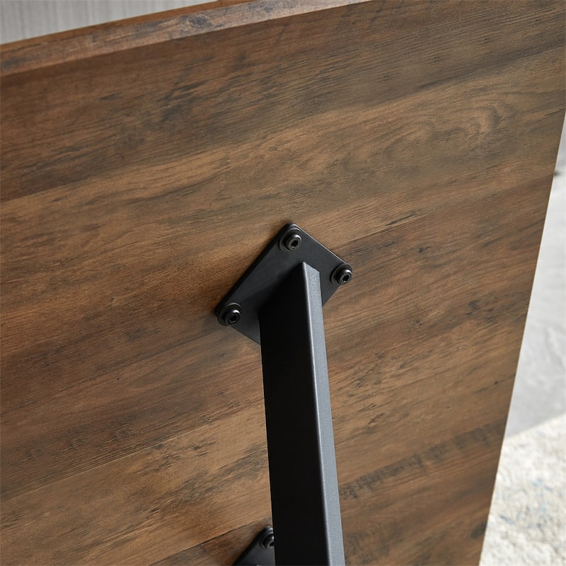 Modern MDF Wooden Top Dining Table with Metal Shelf