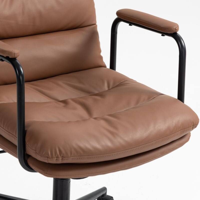 Home Office Desk Task Chair with Wheels and Arms Ergonomic PU Leather Computer Rolling Swivel Chair