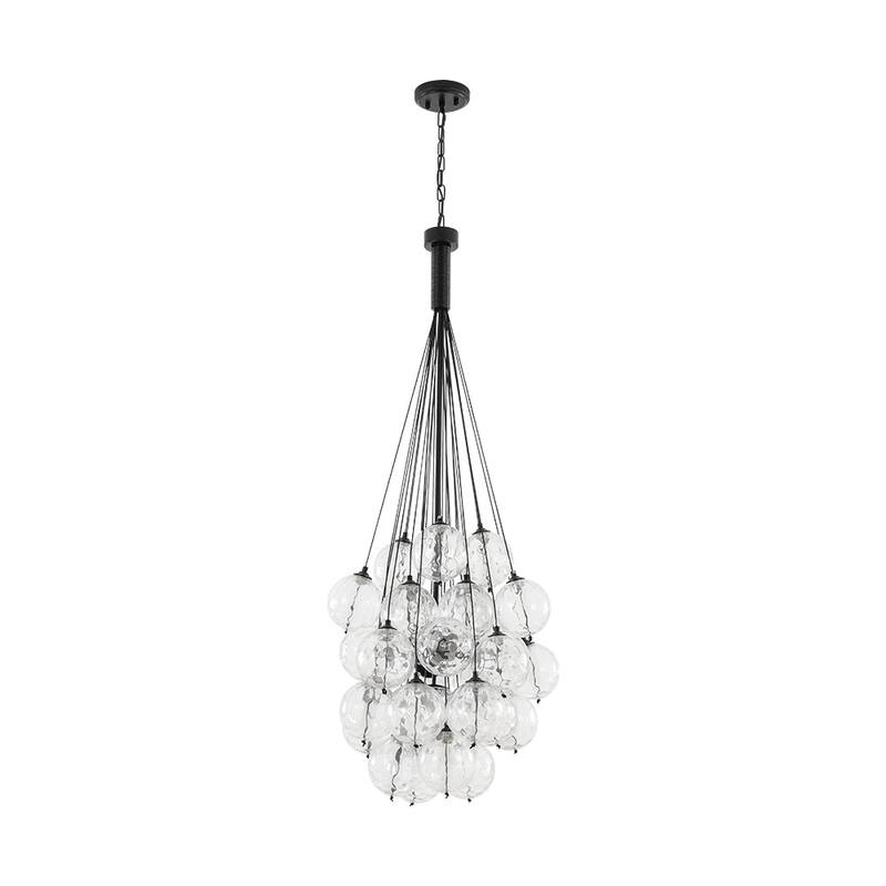 Modern 5-Light Hammered Glass Globe Cluster Bubble Chandelier
