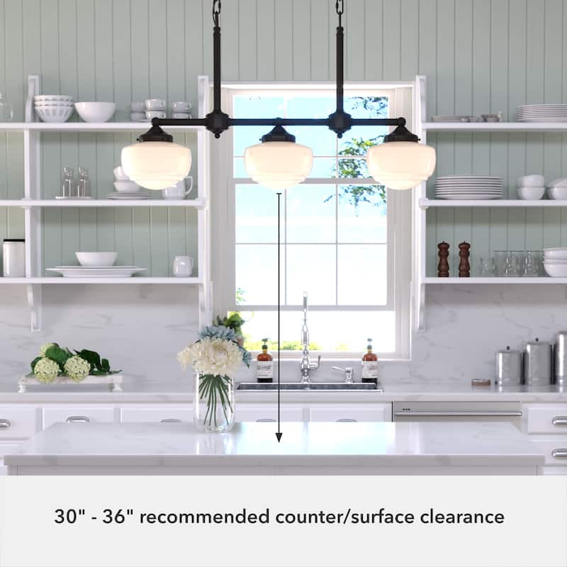 Hunter Saddle Creek Linear Chandelier, Clear Glass, Dining Room Table, Kitchen Island